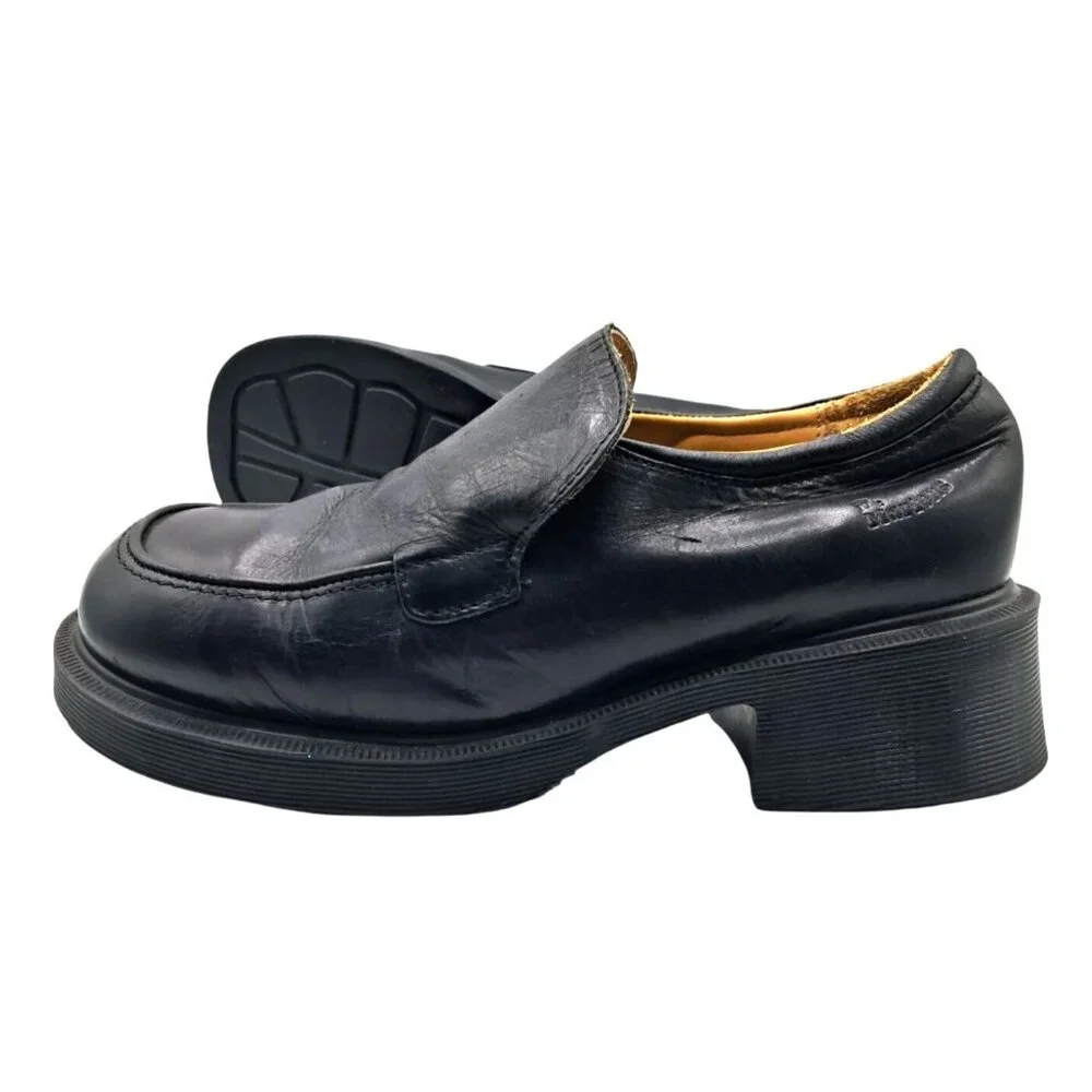 Dr Martens Platform Shoes Womens Size 8 8670 England Chunky Black Leather Loafer - Picture 7 of 14